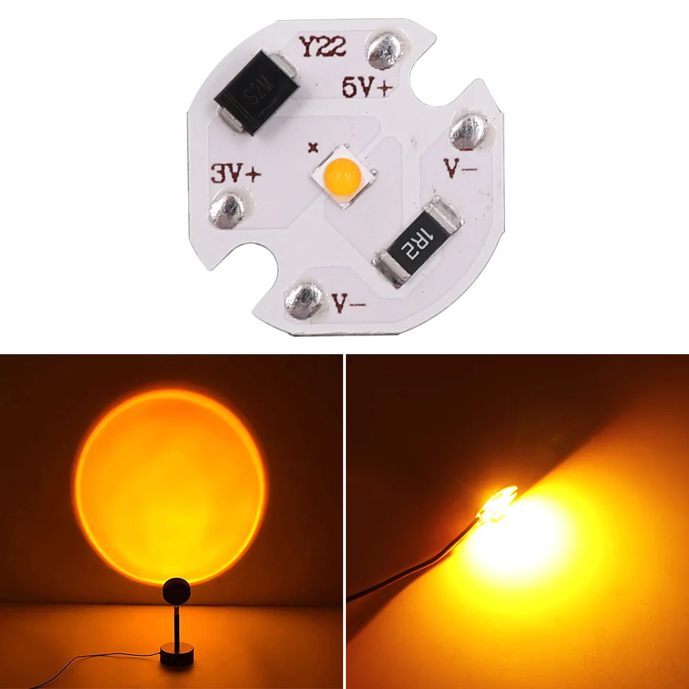 Светодиодный чип Sunset Lamp 3V 5V с питанием от USB Янтарного цвета 21 мм Круглые светодиодные бусины COB с регулируемой яркостью dc5V для украшения лампы проектора