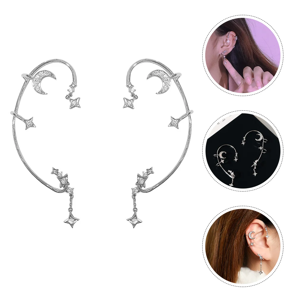 Серьги-гвоздики для ушей для девочек-подростков, манжеты без застежек-крючков, ювелирные изделия Star Moon для женщин