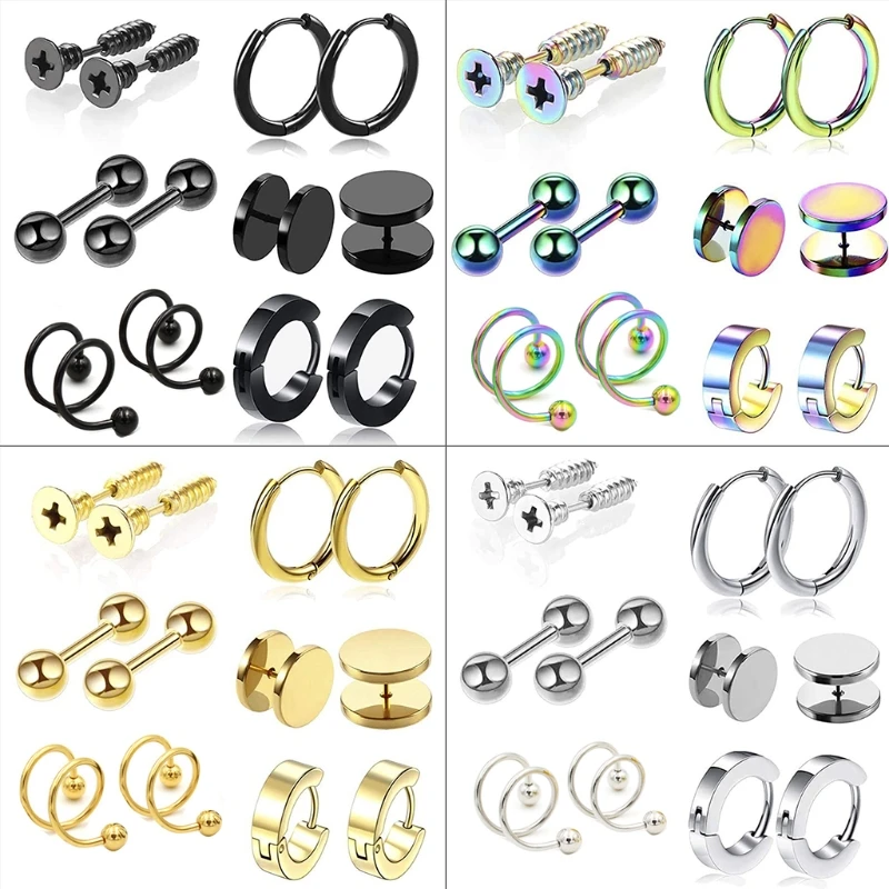 Серьги-кольца из нержавеющей стали для мужчин и женщин, круглые серьги, модные серьги в стиле панк, ювелирные изделия для пирсинга, подарок 40 ГБ