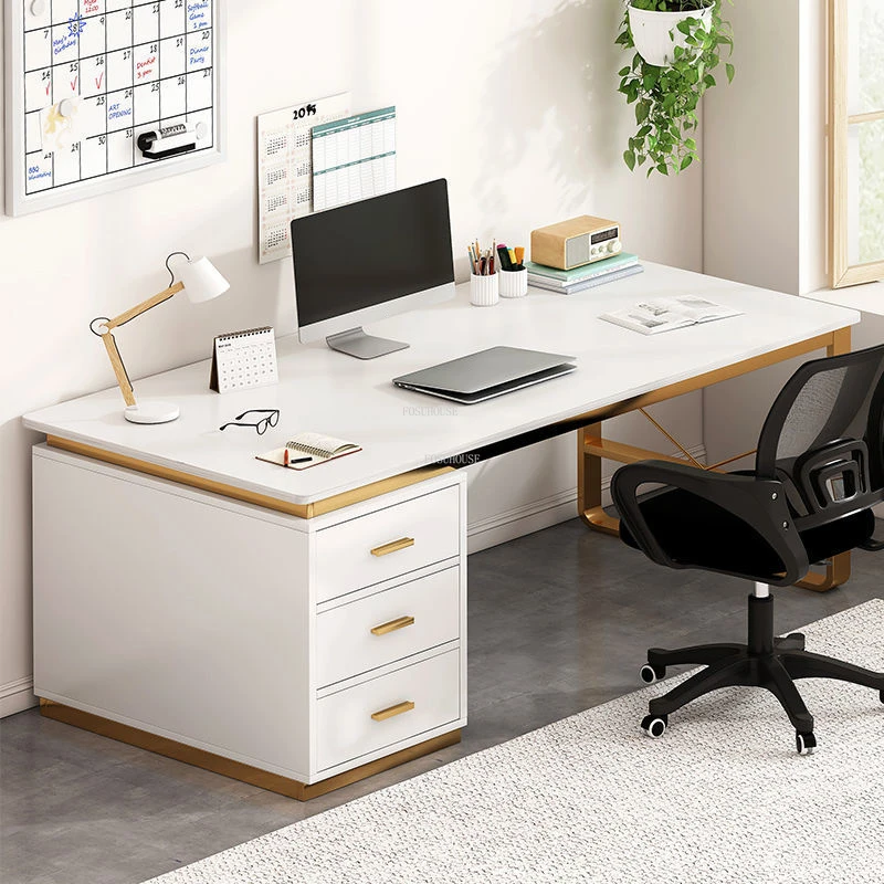 Скандинавские выдвижные компьютерные столы Простой деревянный стол Современная офисная мебель Домашний игровой стол со шкафом Письменный стол в спальне