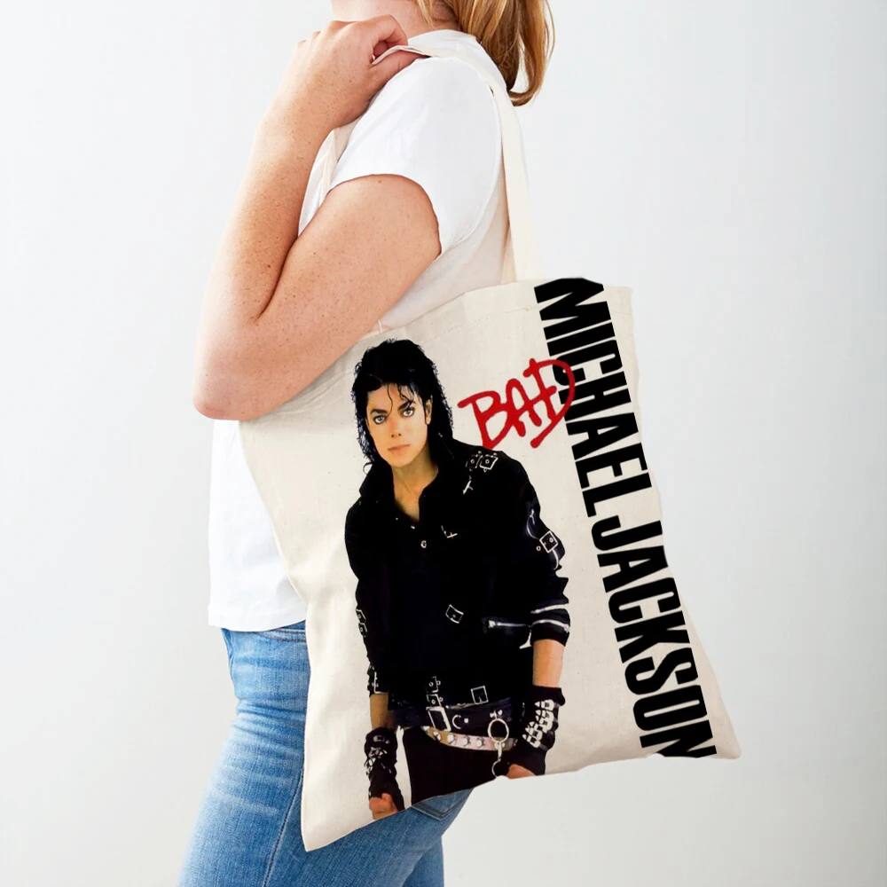 Сумка для покупок Майкла Джексона с двойным принтом, дизайнерские сумки для супермаркетов, женская сумка, Экопортативная сумка, удобная сумка для хранения