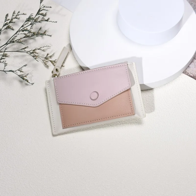 Ультратонкий женский кошелек для монет на молнии с несколькими картами fashion ins, короткий зажим для денег, цветная сумка для карт, модные легкие кошельки