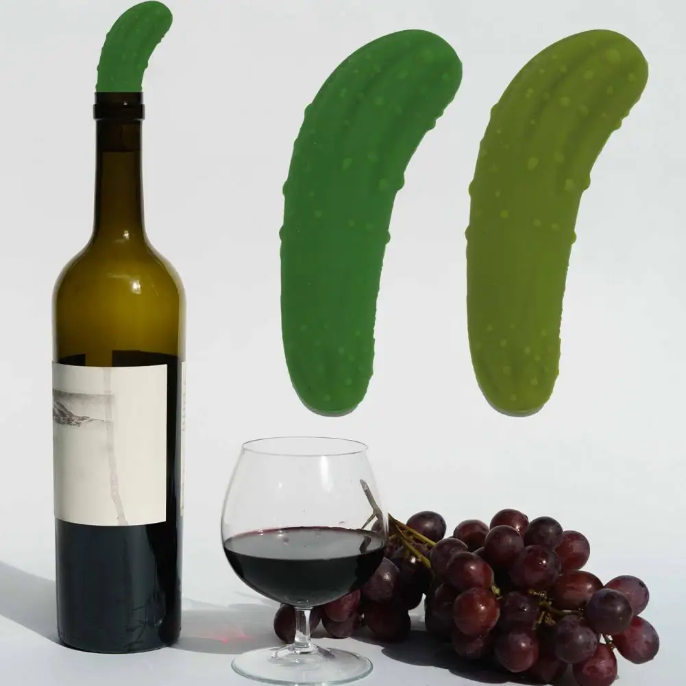 Уникальная винная силиконовая пробка, гибкая, сохраняет вино свежим, Смешная пробка для винной бутылки с огурцом разного цвета