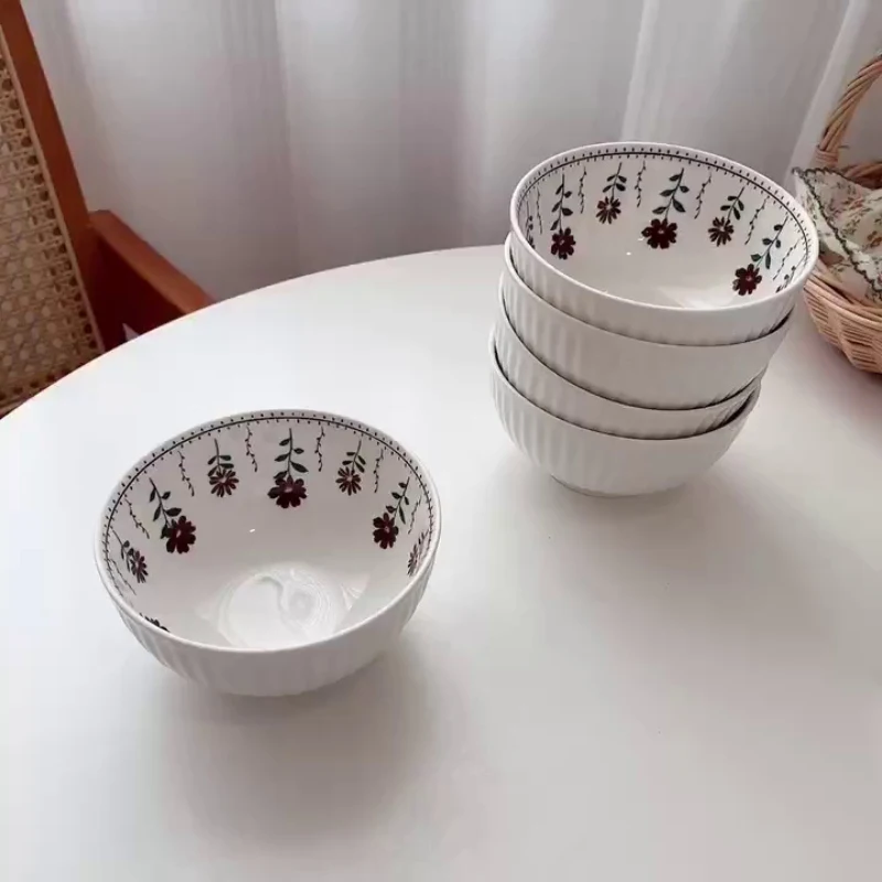 Фарфоровая чаша в японском стиле 4,5-дюймовая Ручная роспись в виде цветка Домашняя посуда Гостиничная кухня Рисовый Суп Йогурт Миски для завтрака