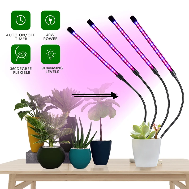 Фитолампы полного спектра, 30-150 светодиодов, USB Настольный светильник для выращивания с таймером для растений, коробка для рассады цветов, 1-5 головок
