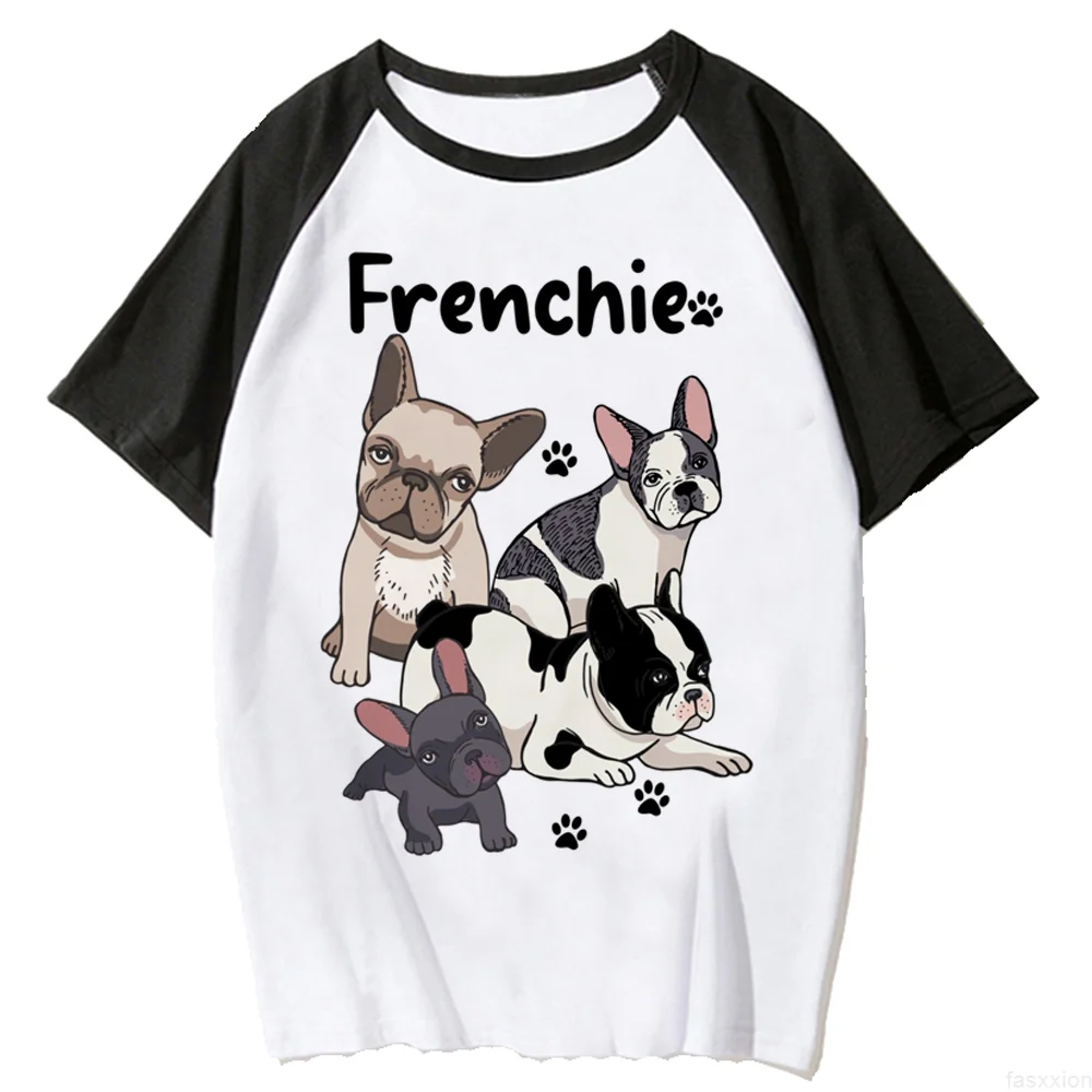 Французская футболка с Бульдогом, женская летняя дизайнерская футболка с аниме для девочек, японская уличная одежда с комиксами