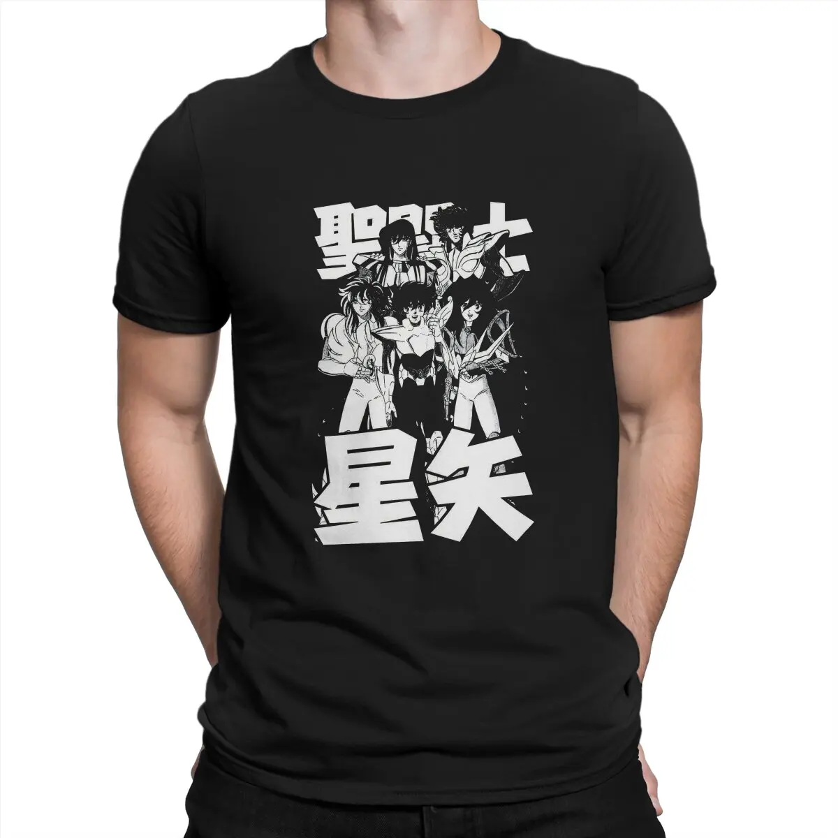 Футболка с японским аниме Team Saint Seiya, футболка с готическим вырезом, уличная одежда Harajuku, полиэстер