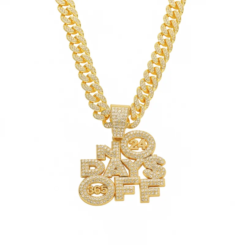 Хип-Хоп Iced Out Стразы Кубинская Цепочка Золотого, Серебряного Цвета 365 ДНЕЙ Кулон Ожерелье для Мужчин Женщин Рэпер Ювелирные Изделия Подарок