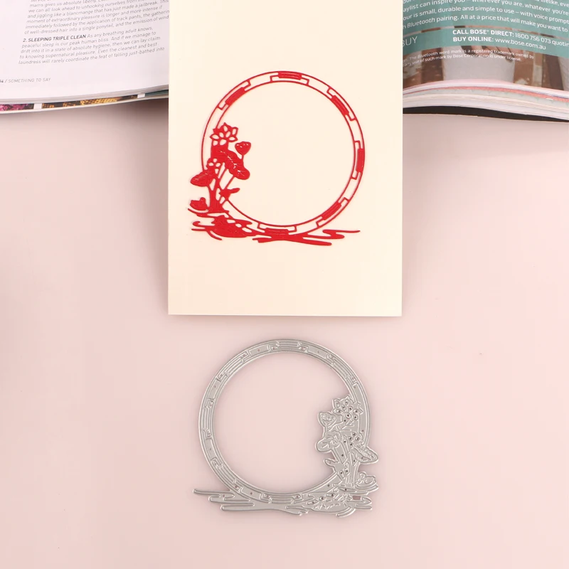 ШТАМПЫ ДЛЯ РЕЗКИ МЕТАЛЛА DUOFEN Трафарет для цветов лотоса на китайском новогоднем традиционном окне, Бумажный альбом для вырезок 