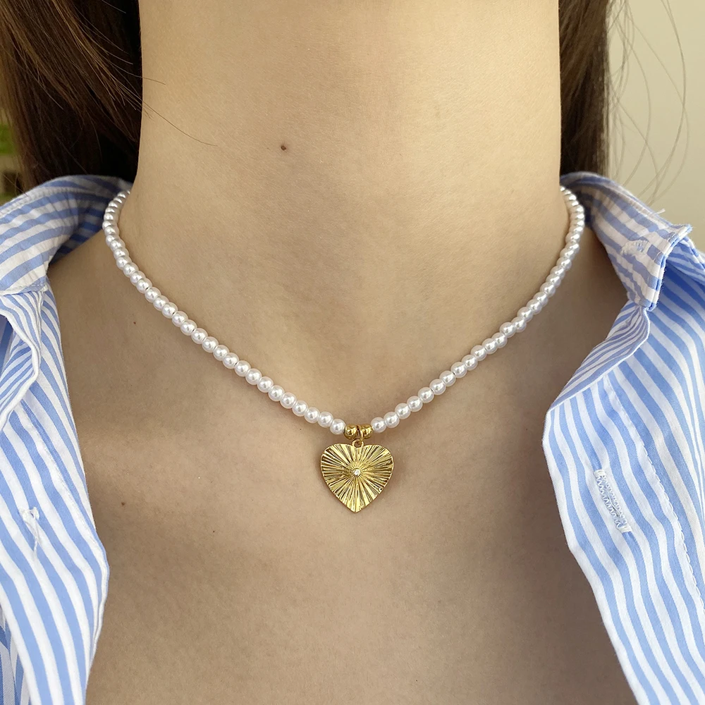 Ювелирные изделия Love Heart Egypt из искусственного жемчуга, ожерелье для женщин, воротник Hombre, застежка из нержавеющей стали, Золотой цвет, Бесплатные покупки
